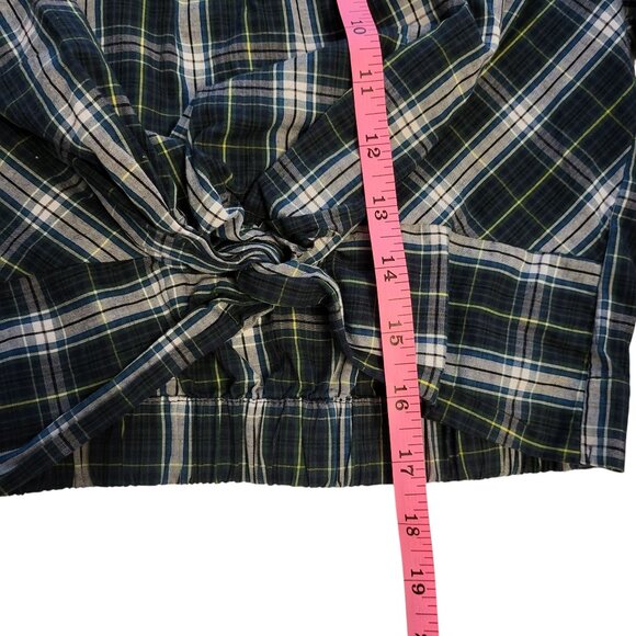TIMING | Green & Blue 100% Cotton Flannel Crop Top - Picture 13 of 14